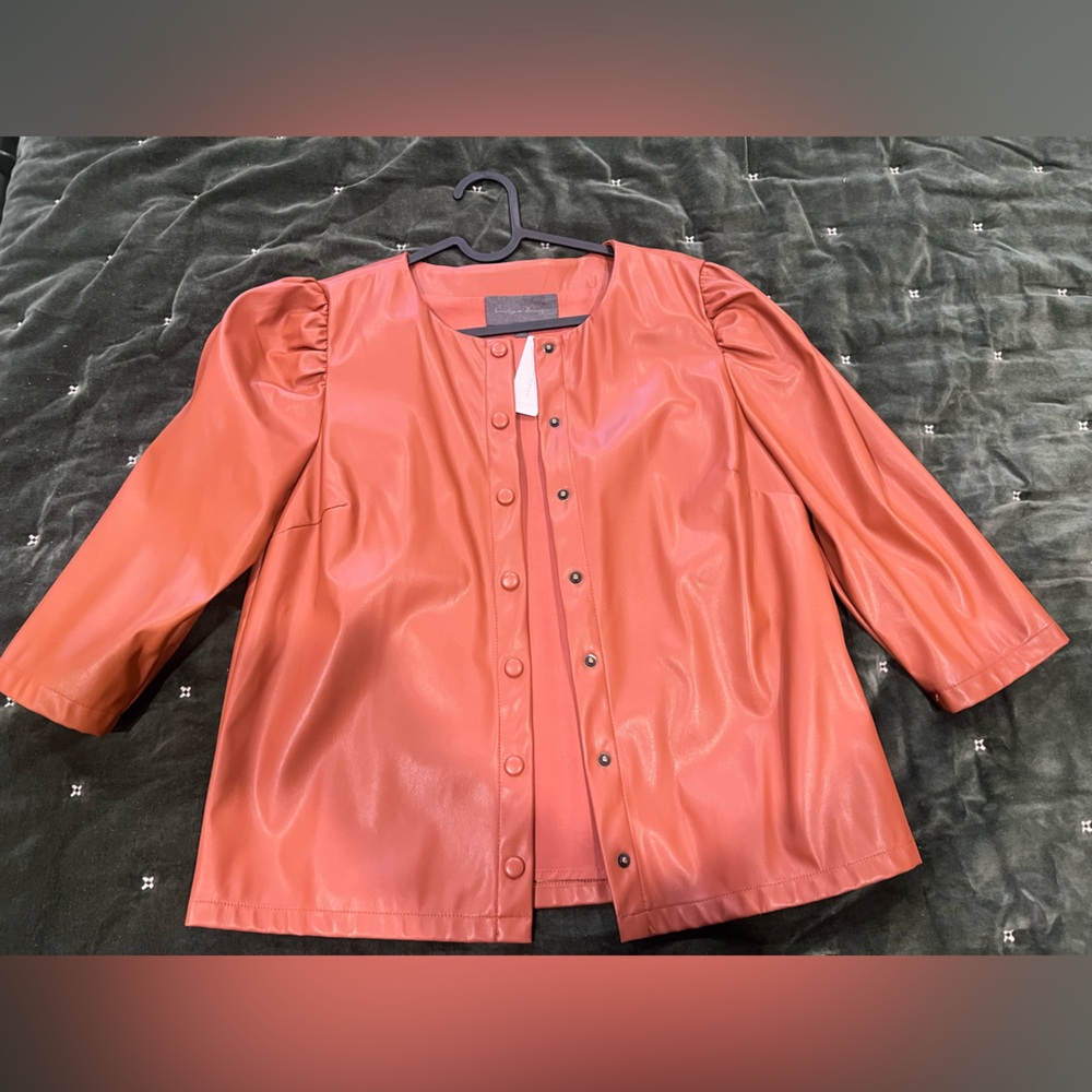 Anthropologie Coral Leather Jacket